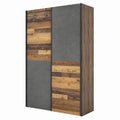 Mehrzweckschrank – 120 cm, moderner Stil, mit mehreren Türen, mit Ablagen, aus Holz, Betonoptik und Grau