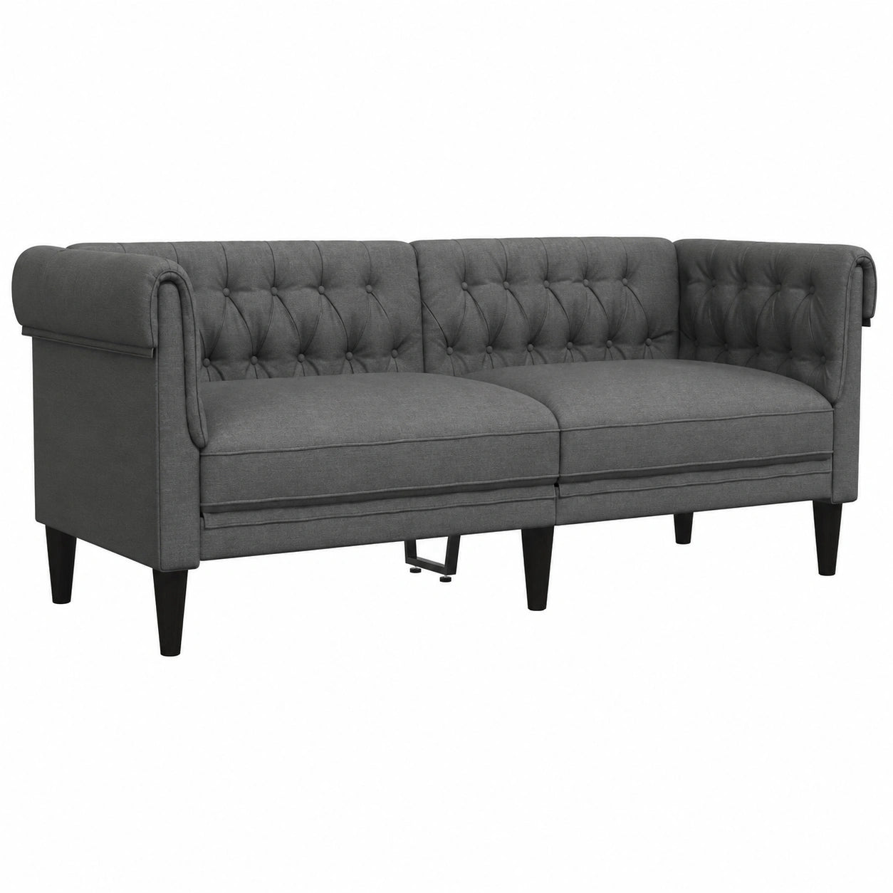Sofa – 3-Sitzer, gepolstert, aus Stoff, Dunkelgrau, für Wohnzimmer