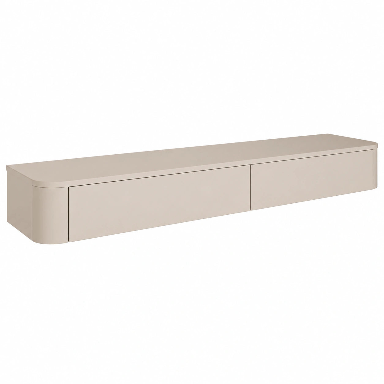 TV-Lowboard – 175 cm, minimalistischer Stil, mit Stauraum, hängend, aus MDF, Kaschmirgrau, für Wohnzimmer