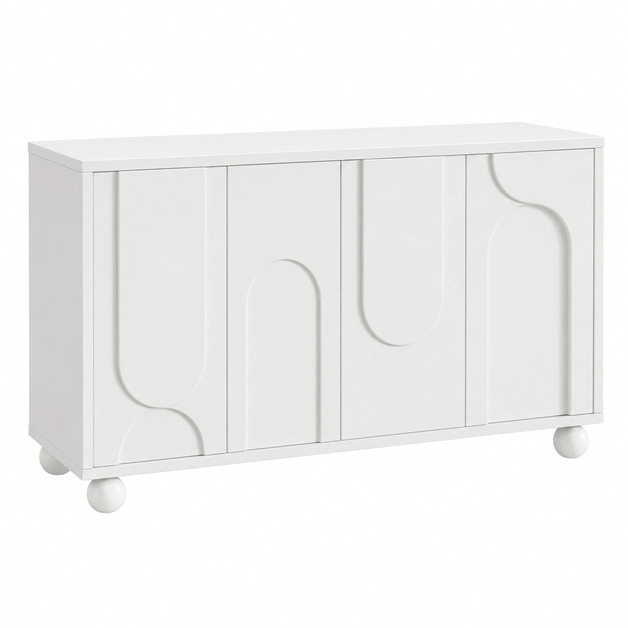 Sideboard – höhenverstellbar, mit mehreren Türen, Creme, für Küche und Wohnzimmer