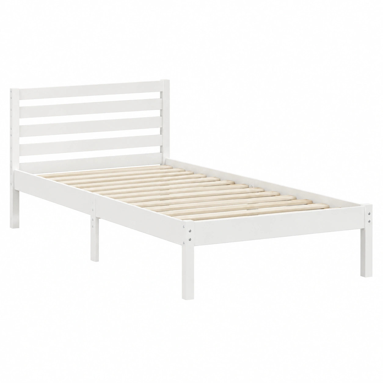 Bettgestell – 90 × 210 cm, moderner Stil, aus Kiefernholz, Weiß, für Schlafzimmer