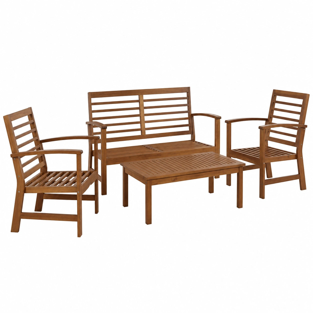 Garten-Lounge-Set – 4-teilig, aus Akazienholz, für Garten, Terrasse und Balkon