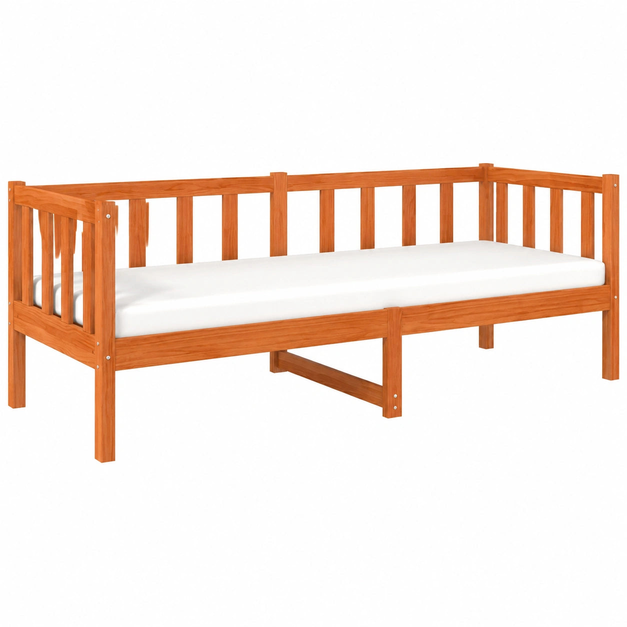 Bettgestell – 90 × 190 cm, moderner Stil, aus Massivholz und Kiefernholz, Braun