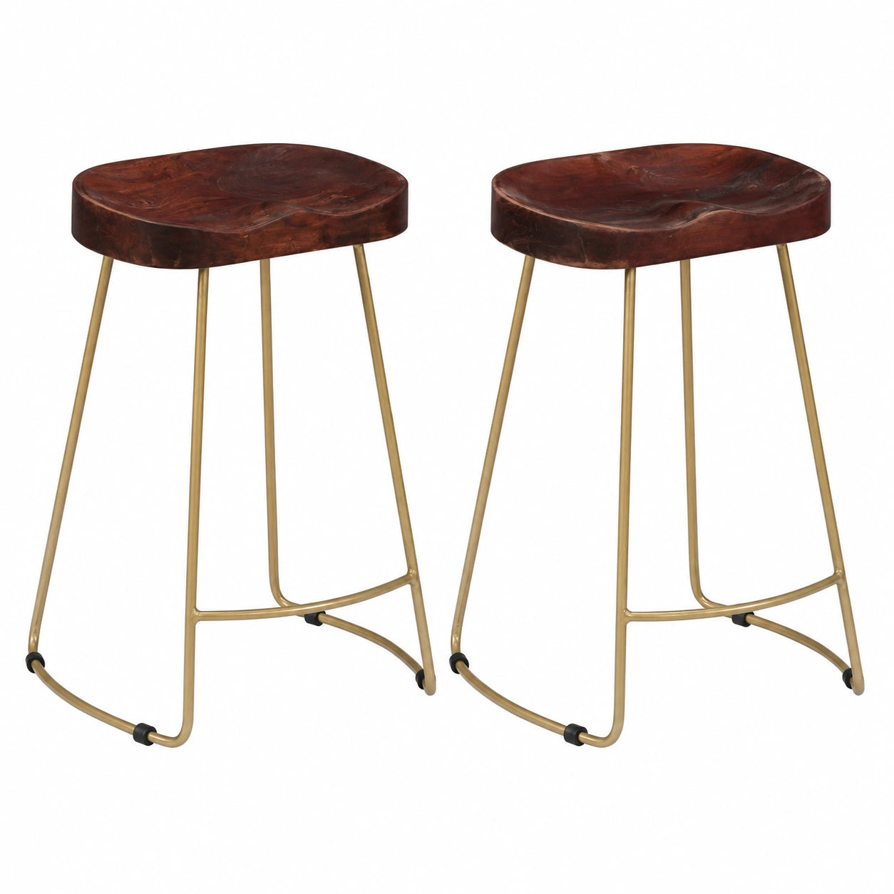 Barhocker – 2er-Set, Industriestil, aus Holz, Walnuss, für Küche