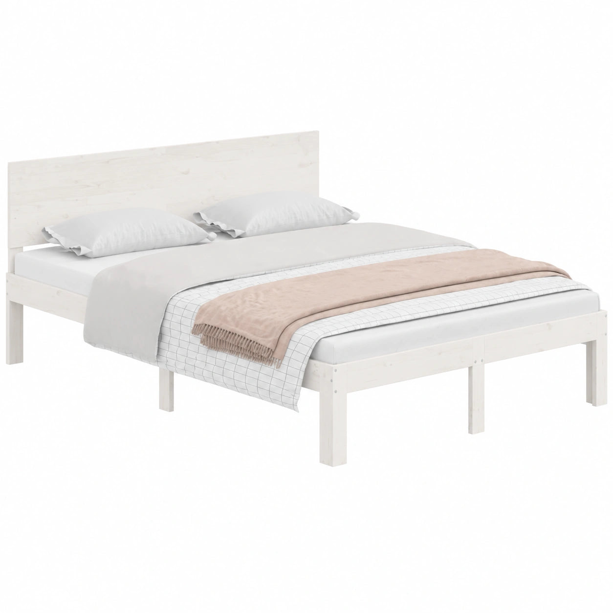 Massivholzbett – aus Massivholz, 140 × 200 cm, moderner Stil, mit Lattenrost, aus Kiefernholz, für Schlafzimmer