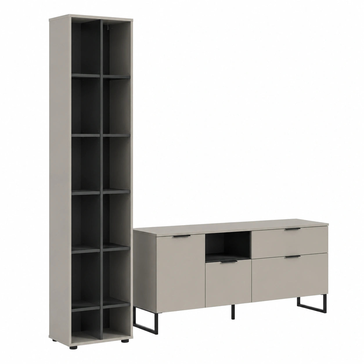 Wohnzimmermöbel-Set – 245 × 192 × 41 cm, moderner Stil, mit Stauraum, Schwarz