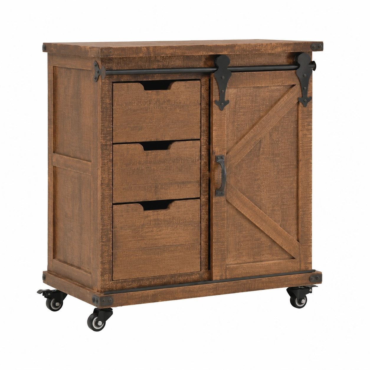 Sideboard – 64 × 33,5 × 75 cm, mit Schubladen, Braun, für Büro und Flur