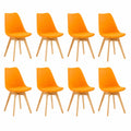 Esszimmerstühle – 8er-Set, skandinavischer Stil, gepolstert, mit LED-Beleuchtung, aus Massivholz und Buchenholz, Orange