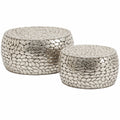 Couchtisch – 2er-Set, 30 × 66 × 66 cm, runde Form, Silber, für Wohnzimmer, Schlafzimmer und Flur
