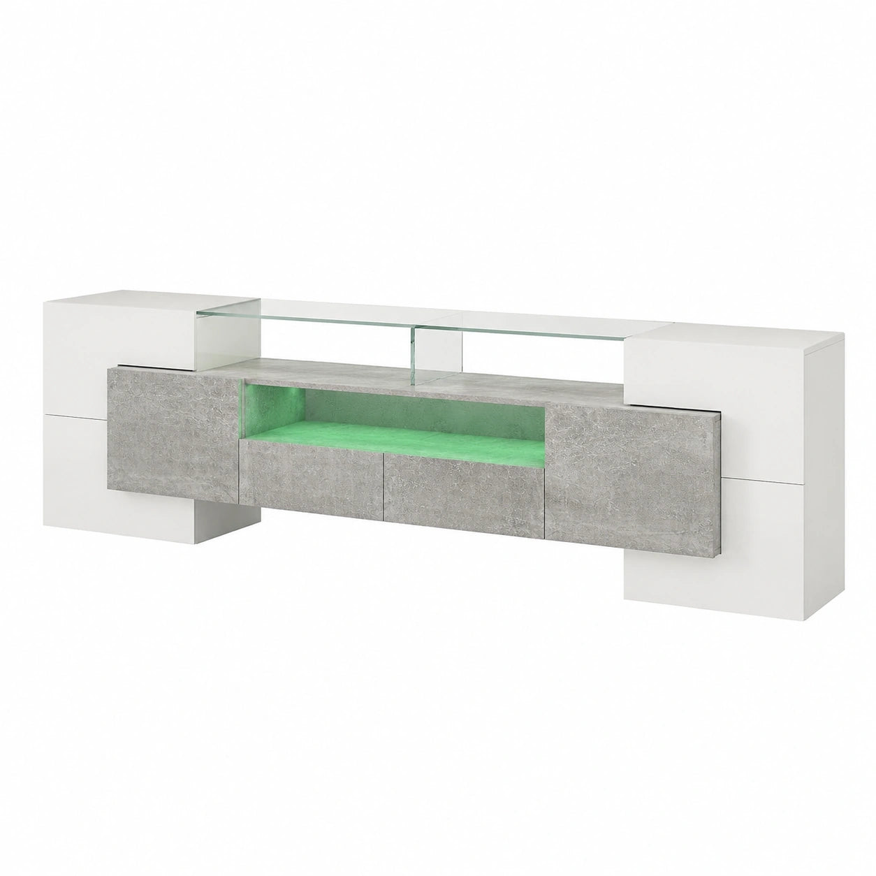 Schrank – 200 cm, moderner Stil, mit LED-Beleuchtung, Grau